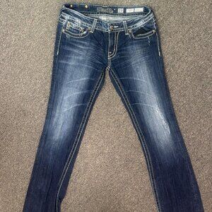 Miss Me Bootcut Jeans Womens 29 Horseshoe Star Rhinestone Flap Pocket Bling